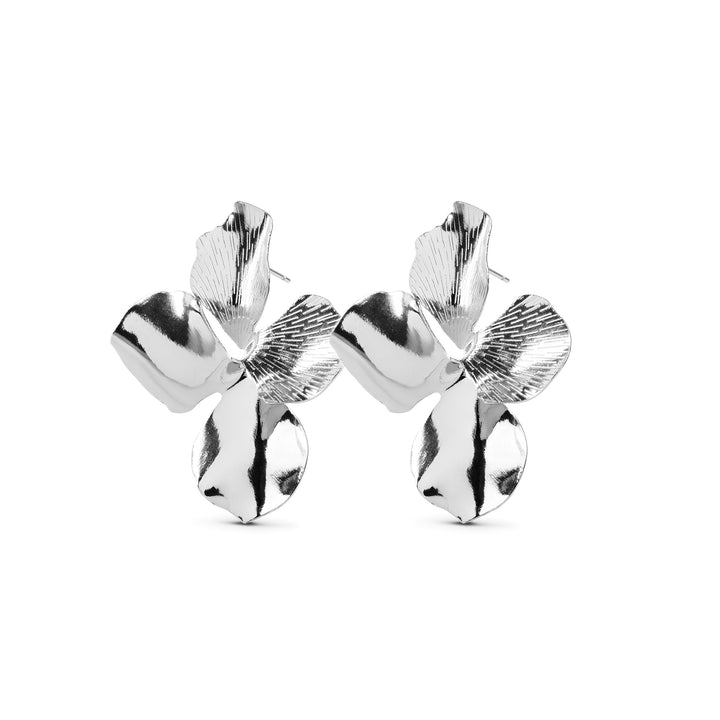 Laila - Pendientes de flor de acero inoxidable