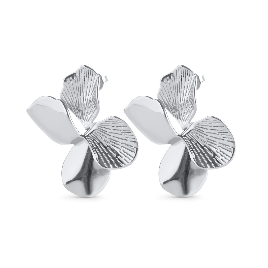 Laila - Pendientes de flor de acero inoxidable
