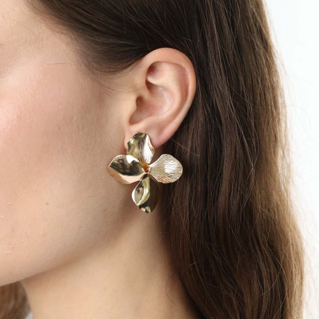 Laila - Pendientes de flor de acero inoxidable