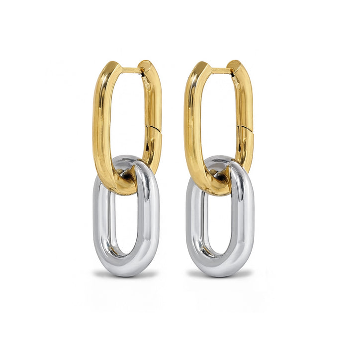 Li - Pendientes de aro de metal mixto de acero inoxidable