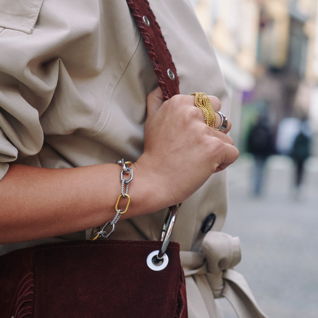 Nanja - Pulsera de cadena de eslabones de acero inoxidable