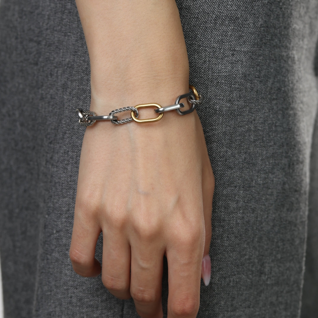 Nanja - Pulsera de cadena de eslabones de acero inoxidable