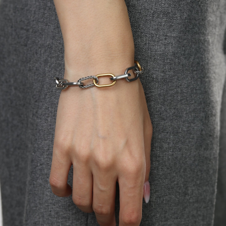Nanja - Pulsera de cadena de eslabones de acero inoxidable