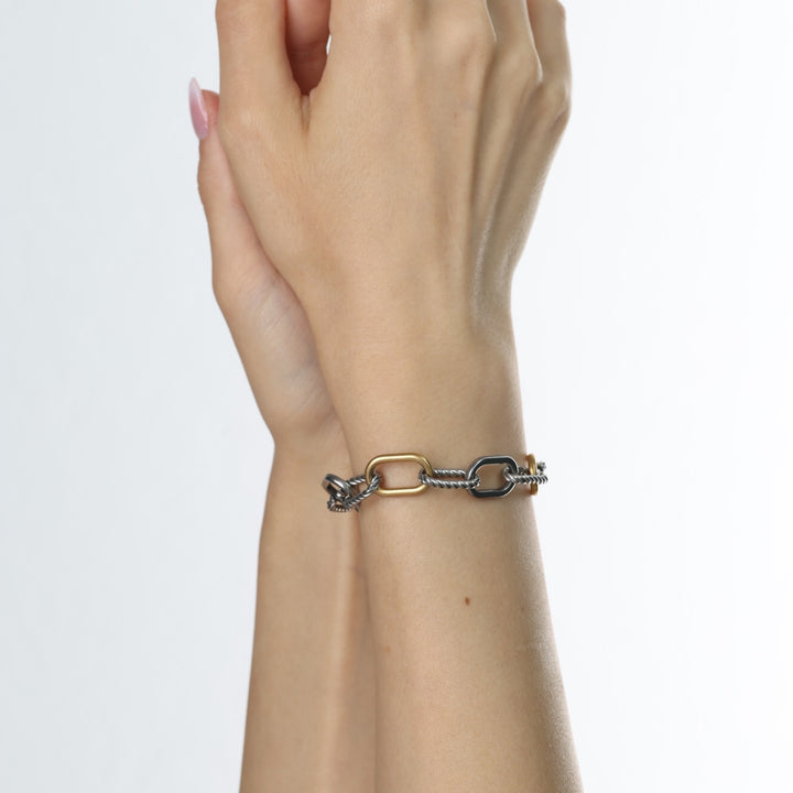 Nanja - Pulsera de cadena de eslabones de acero inoxidable
