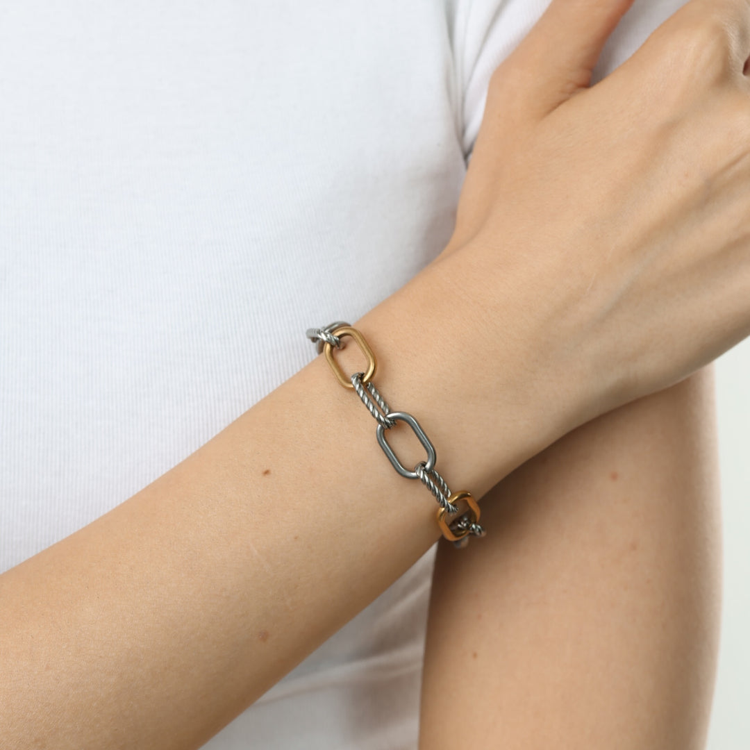 Nanja - Pulsera de cadena de eslabones de acero inoxidable