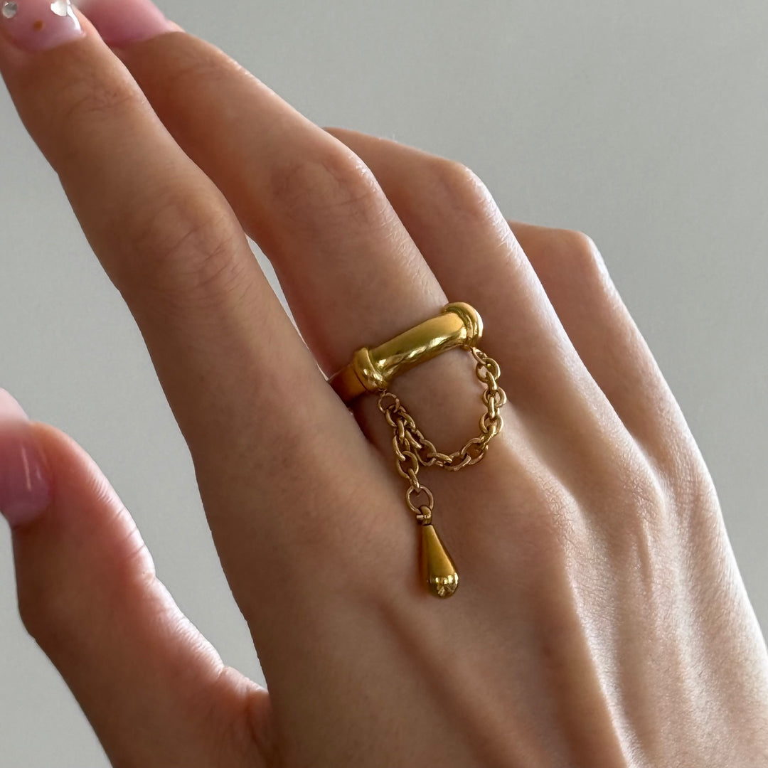 Lluvia - Anillo de Cadena de Acero Inoxidable