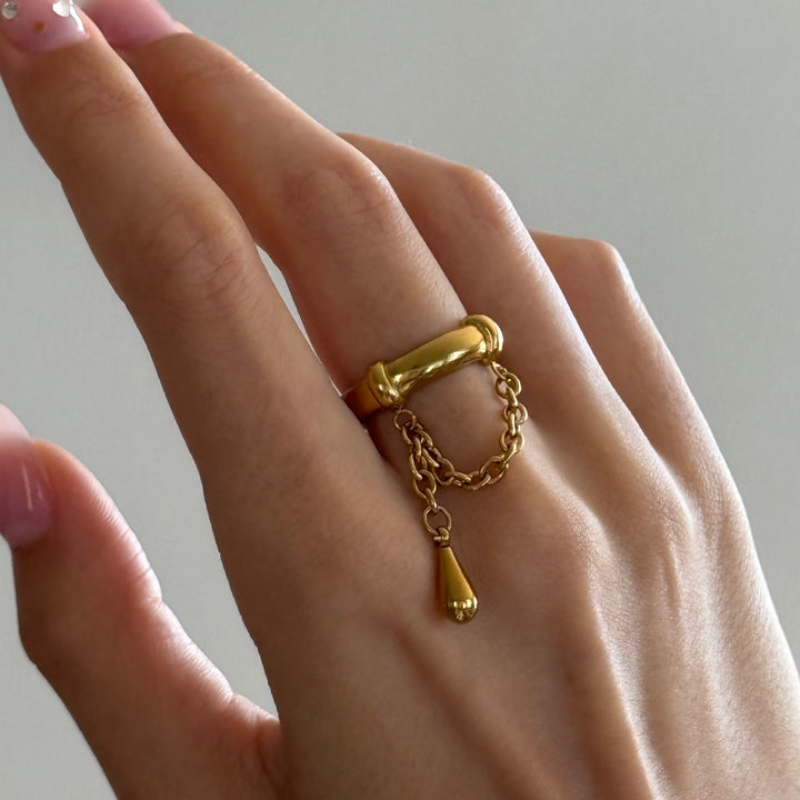 Lluvia - Anillo de Cadena de Acero Inoxidable