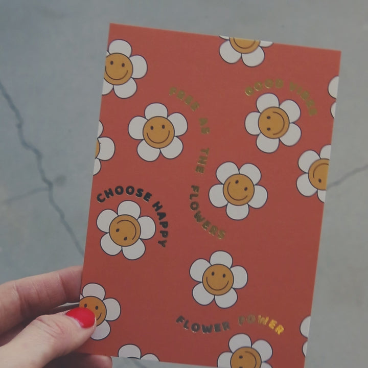 Postal retro del poder de la flor
