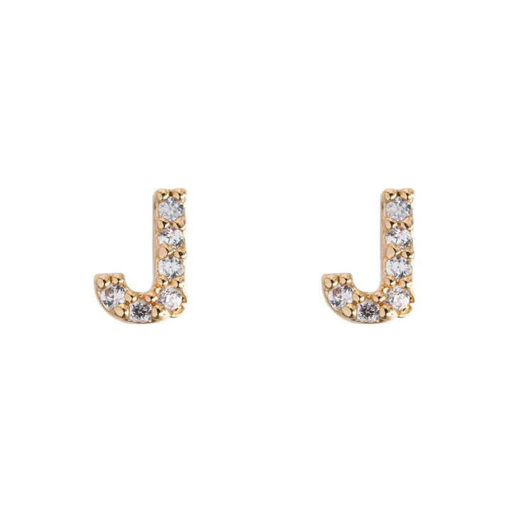 Petite chrystal letter stud earring J