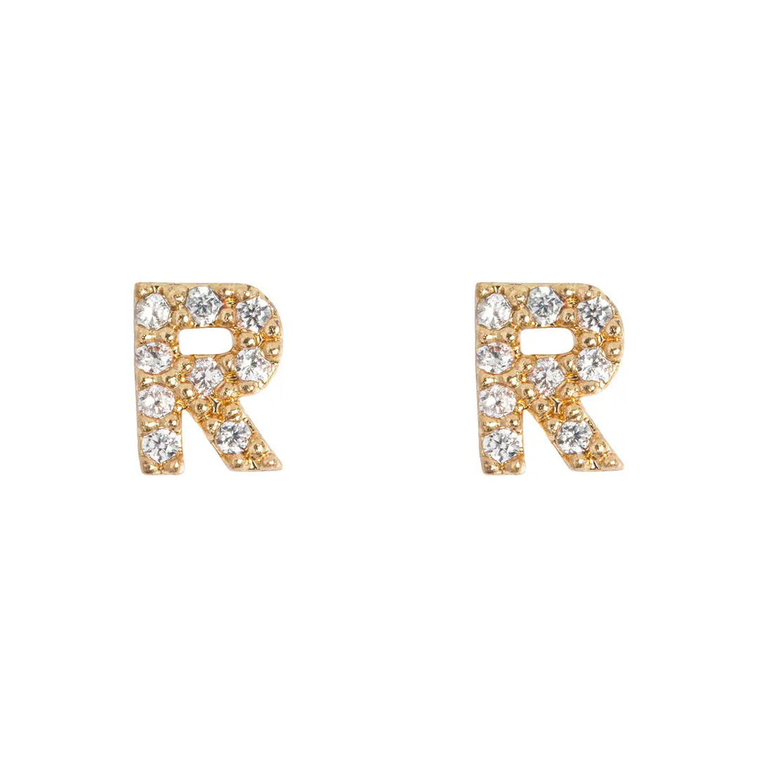 Petite chrystal letter stud earring R