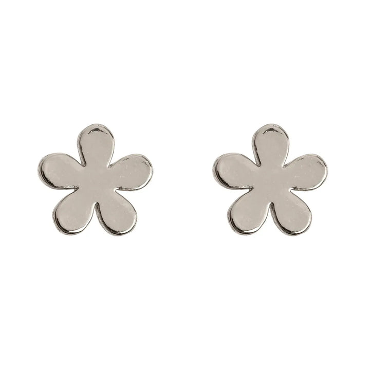 Minimalistic flower stud earrings silver