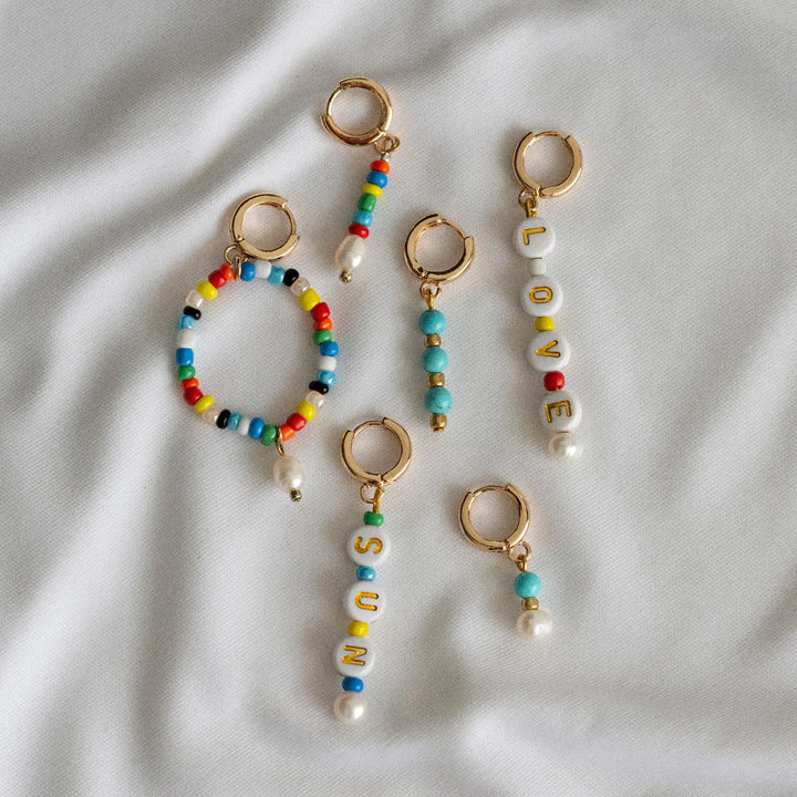 Bead Hoop Earrings SUN | Summer