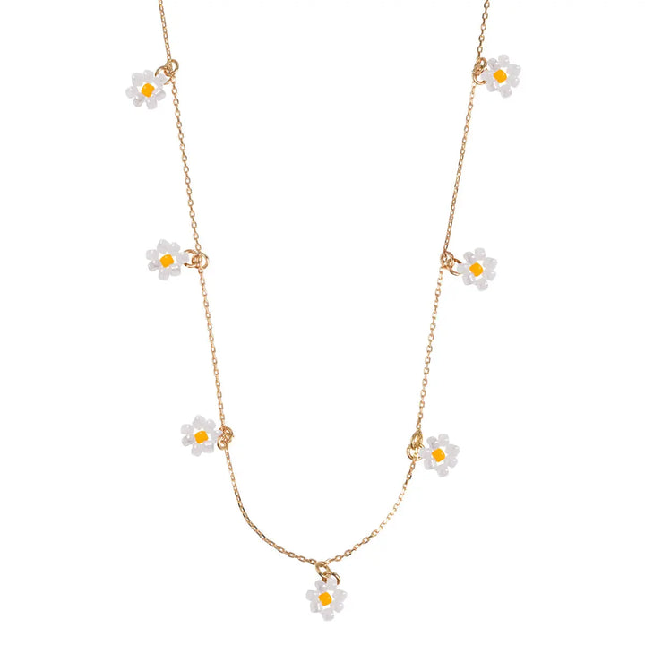 White Small Flowers Bead Necklace