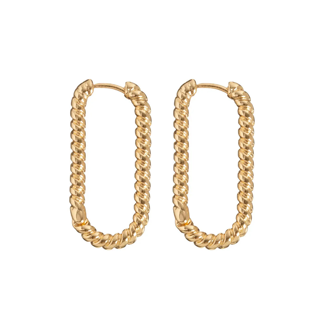 Oval Twisted Earring Hoop - Gold