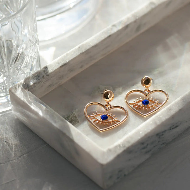 Suzy - Evil Eye Heart Stud Earrings