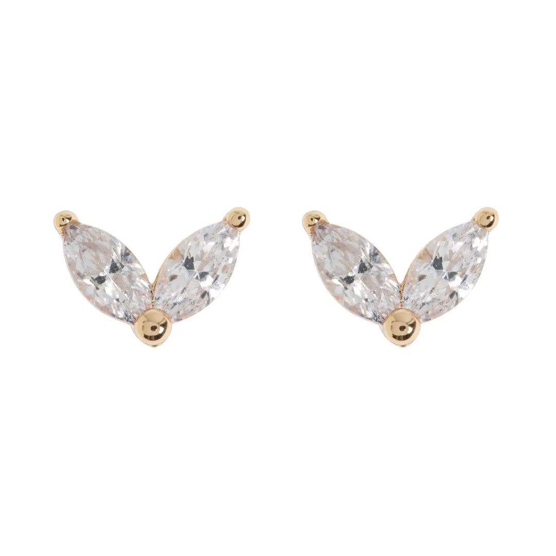 Leah - Crystal Leaf Stud Earrings