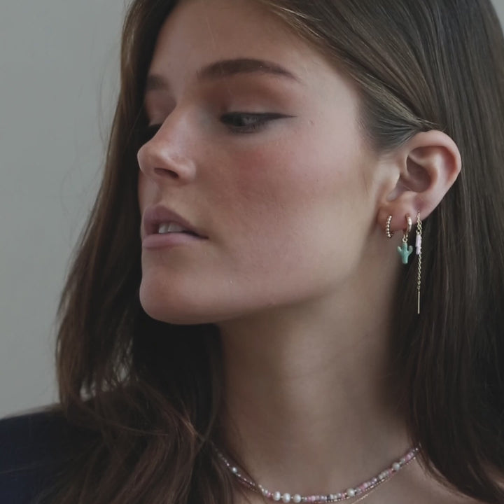 Doris - Pink Flash Enamel Chain Earring